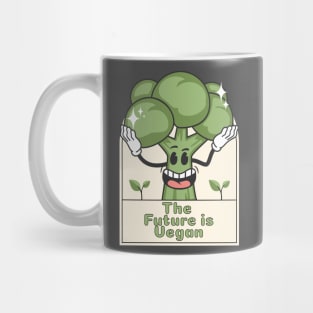 The future is vegan. Illustration with broccoli Mug